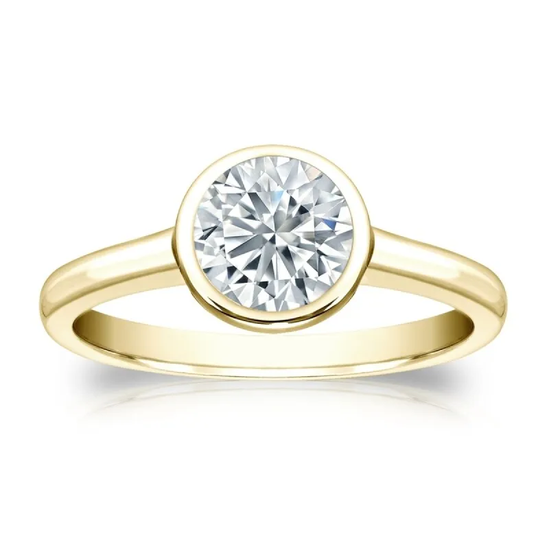 Auriya 0.50ctw Round Solitaire Diamond Engagement Ring Bezel-set 18k Gold sold by Zulily
