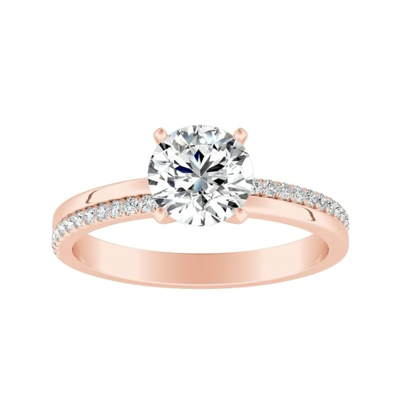 Auriya Modern 1/2ct Moissanite and Diamond Engagement Ring 1/8ctw 14K Gold sold by Zulily