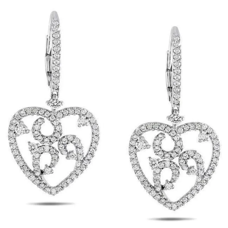 Miadora Signature Collection 14k White Gold 1ct TDW Diamond Heart Earrings sold by Zulily