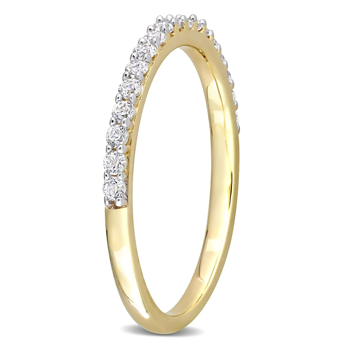 Miadora Created White Sapphire Stackable Anniversary Wedding Band in 10k Yellow Gold sold by Zulily product image thumbnail 3