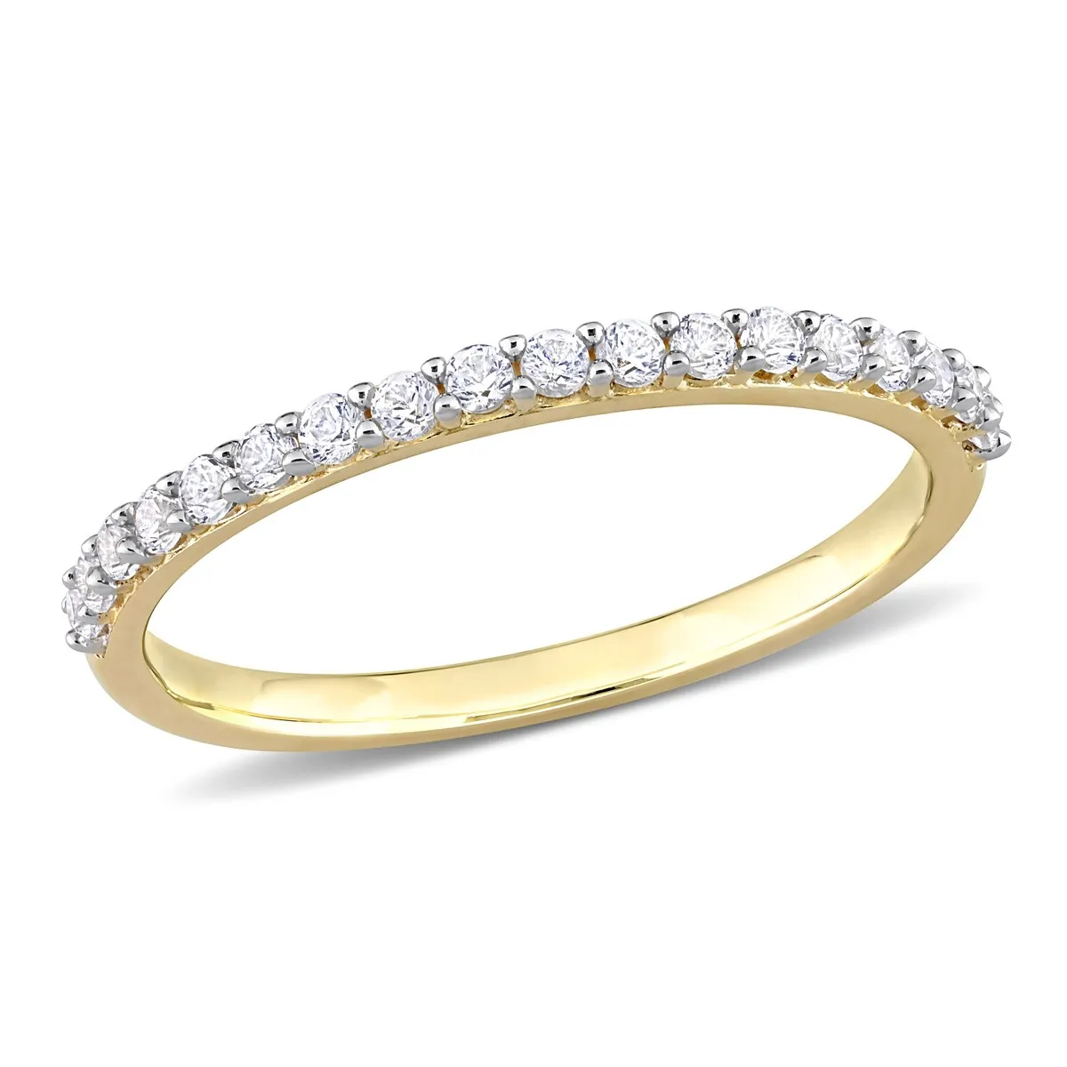 Miadora Created White Sapphire Stackable Anniversary Wedding Band in 10k Yellow Gold sold by Zulily
