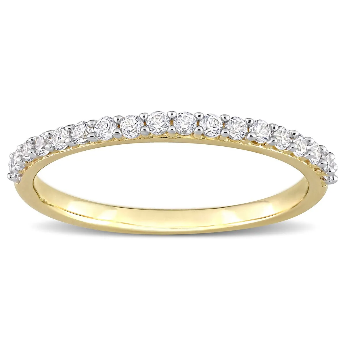 Miadora Created White Sapphire Stackable Anniversary Wedding Band in 10k Yellow Gold sold by Zulily product image thumbnail 2