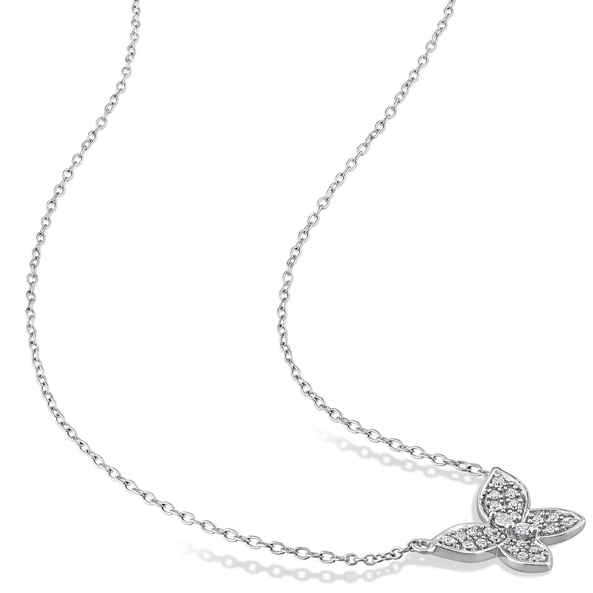 Miadora 10k White Gold 1/8ct TDW Diamond Cluster Butterfly Necklace - 11 mm x 17 inch x 13.6 mm - 11 mm x 17 inch x 13.6 mm sold by Zulily product image thumbnail 2