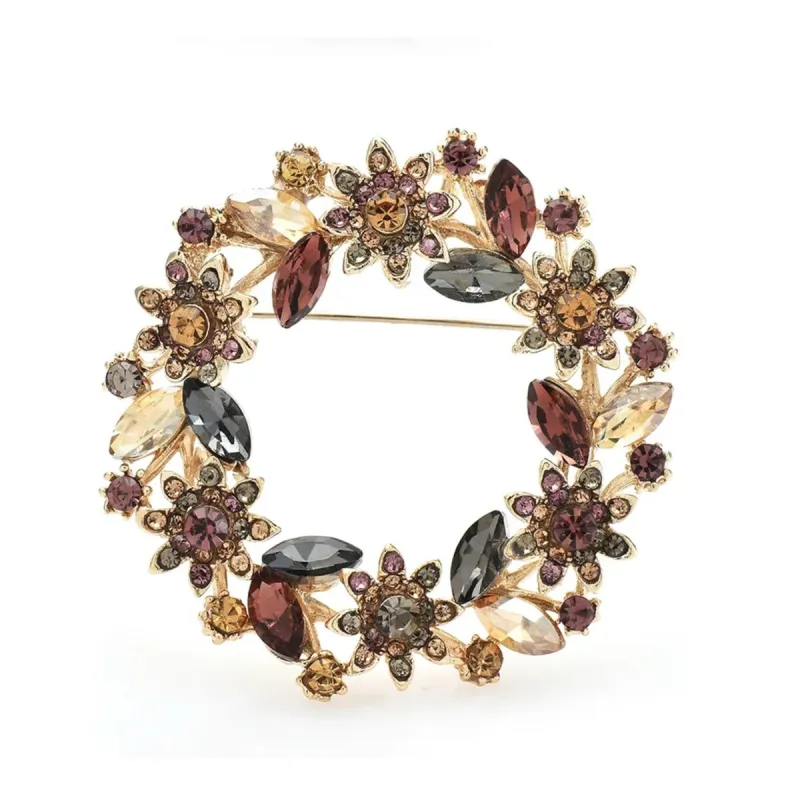 Don't AsK Crystal Flower Wreath Brooch Pin sold by Zulily