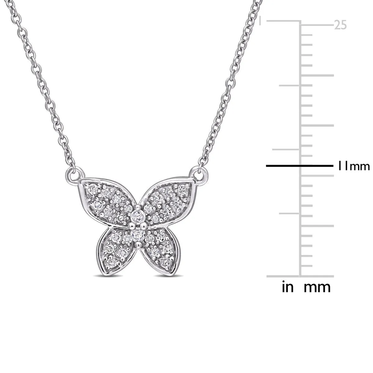 Miadora 10k White Gold 1/8ct TDW Diamond Cluster Butterfly Necklace - 11 mm x 17 inch x 13.6 mm - 11 mm x 17 inch x 13.6 mm sold by Zulily product image thumbnail 3