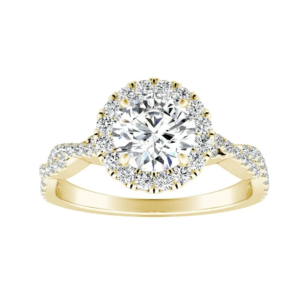 Auriya 14k Gold 2ct Round Moissanite Halo Diamond Engagement Ring 1/8ctw sold by Zulily product image thumbnail 2