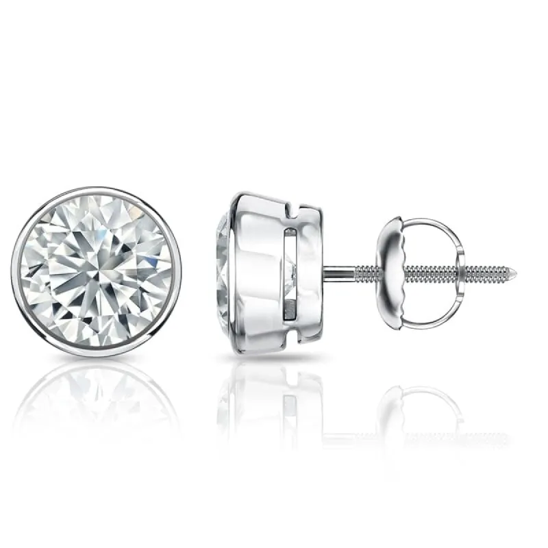 Auriya 2ctw Round Bezel Set Diamond Stud Earrings 14kt Gold GIA Certified sold by Zulily