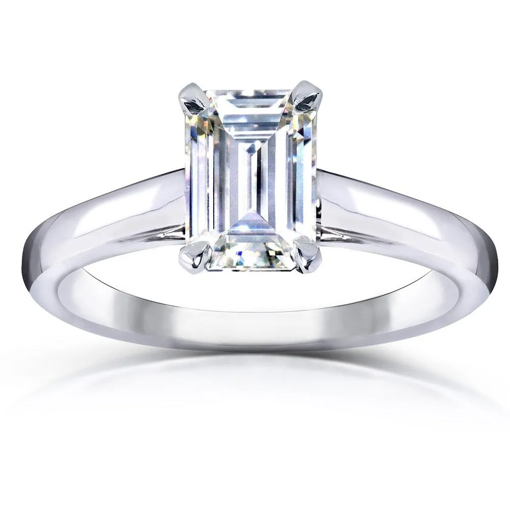 Annello by Kobelli 14k White Gold 1 Carat Emearld Moissanite Solitaire Engagement Ring sold by Zulily