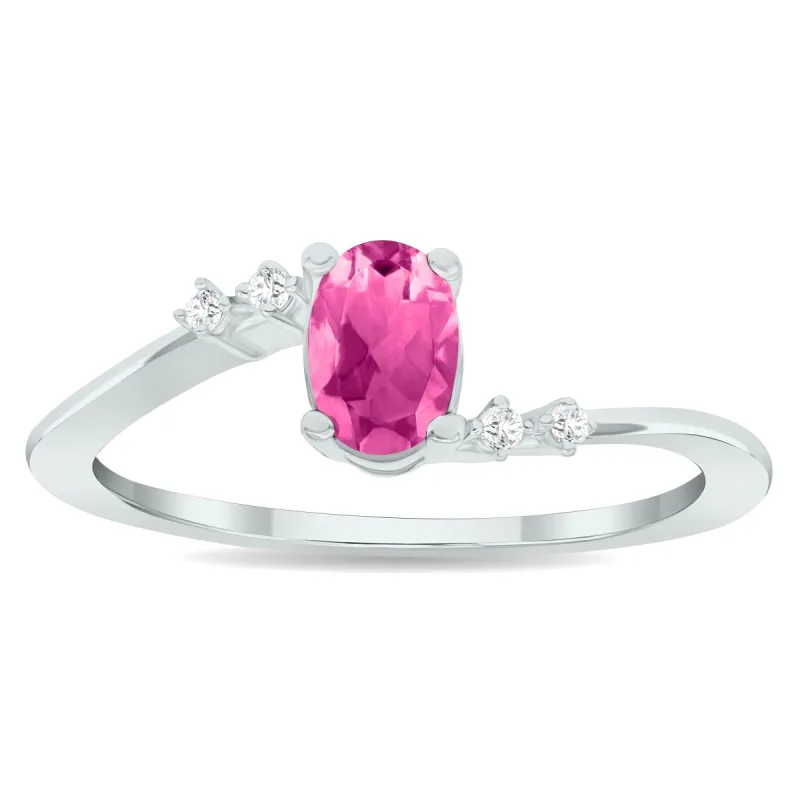 Women's Pink Topaz and Diamond Tierra Ring in 10K White Gold sold by Zulily