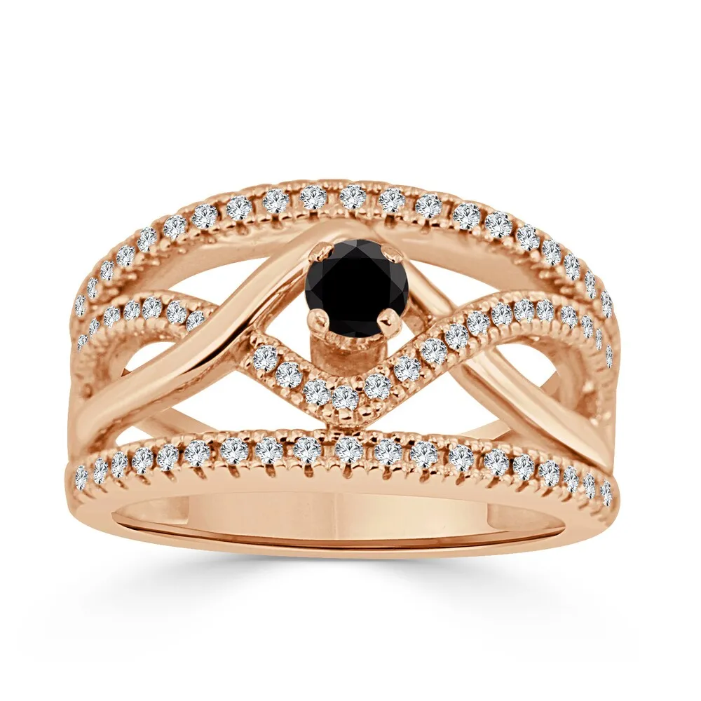 14k Gold Infinity Inspired 2/5ct TDW Black Diamond Engagement Ring by Auriya sold by Zulily product image thumbnail 3