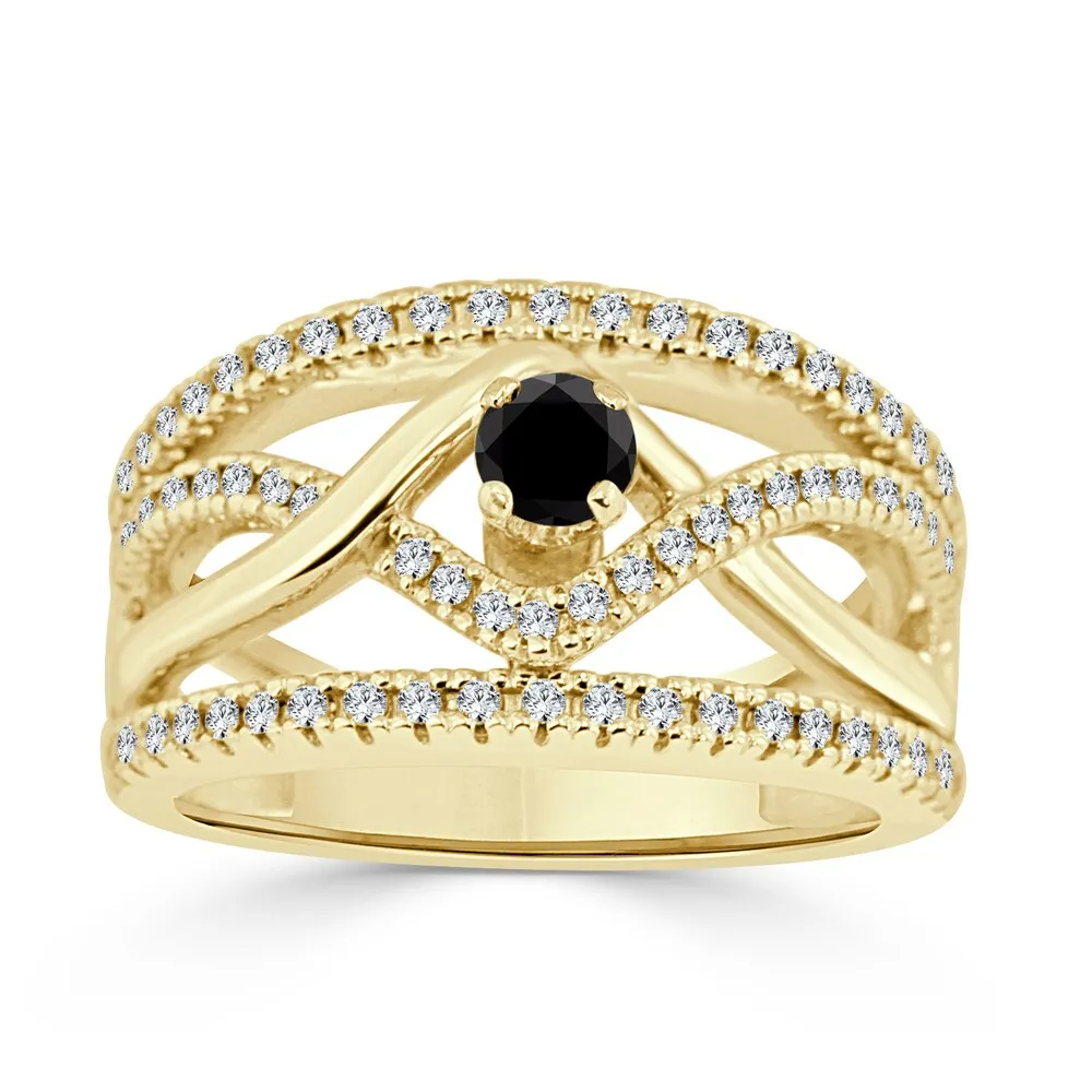 14k Gold Infinity Inspired 2/5ct TDW Black Diamond Engagement Ring by Auriya sold by Zulily product image thumbnail 2