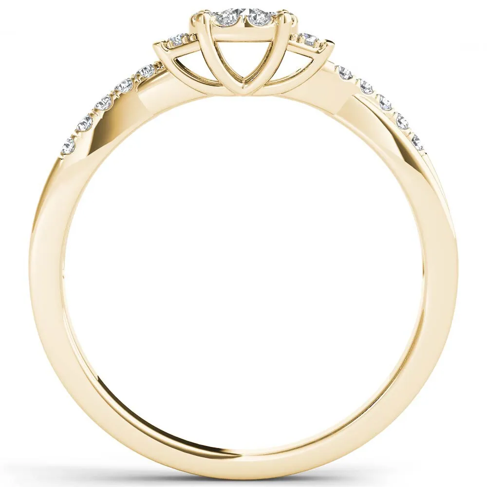De Couer 10k Yellow Gold 1/4ct TDW Diamond Three-Stone look Engagement Ring sold by Zulily product image thumbnail 3