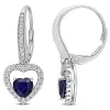 Miadora Heart-cut Blue and White Sapphire & 1/10ct TDW Diamond Halo Drop Earrings in 14k White Gold sold by Zulily