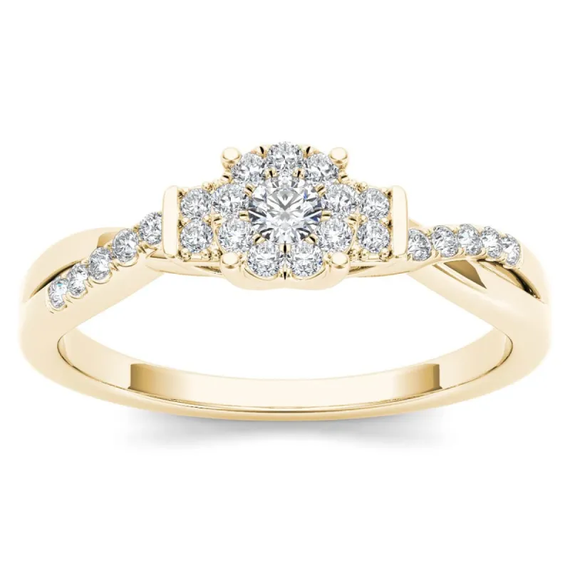 De Couer 10k Yellow Gold 1/4ct TDW Diamond Three-Stone look Engagement Ring sold by Zulily