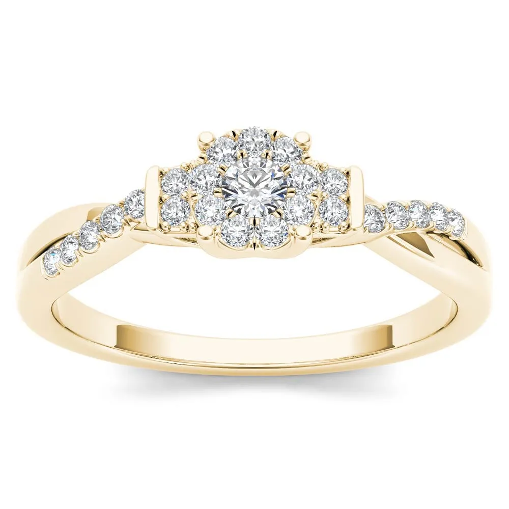 De Couer 10k Yellow Gold 1/4ct TDW Diamond Three-Stone look Engagement Ring sold by Zulily
