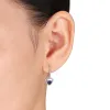 Miadora Heart-cut Blue and White Sapphire & 1/10ct TDW Diamond Halo Drop Earrings in 14k White Gold sold by Zulily