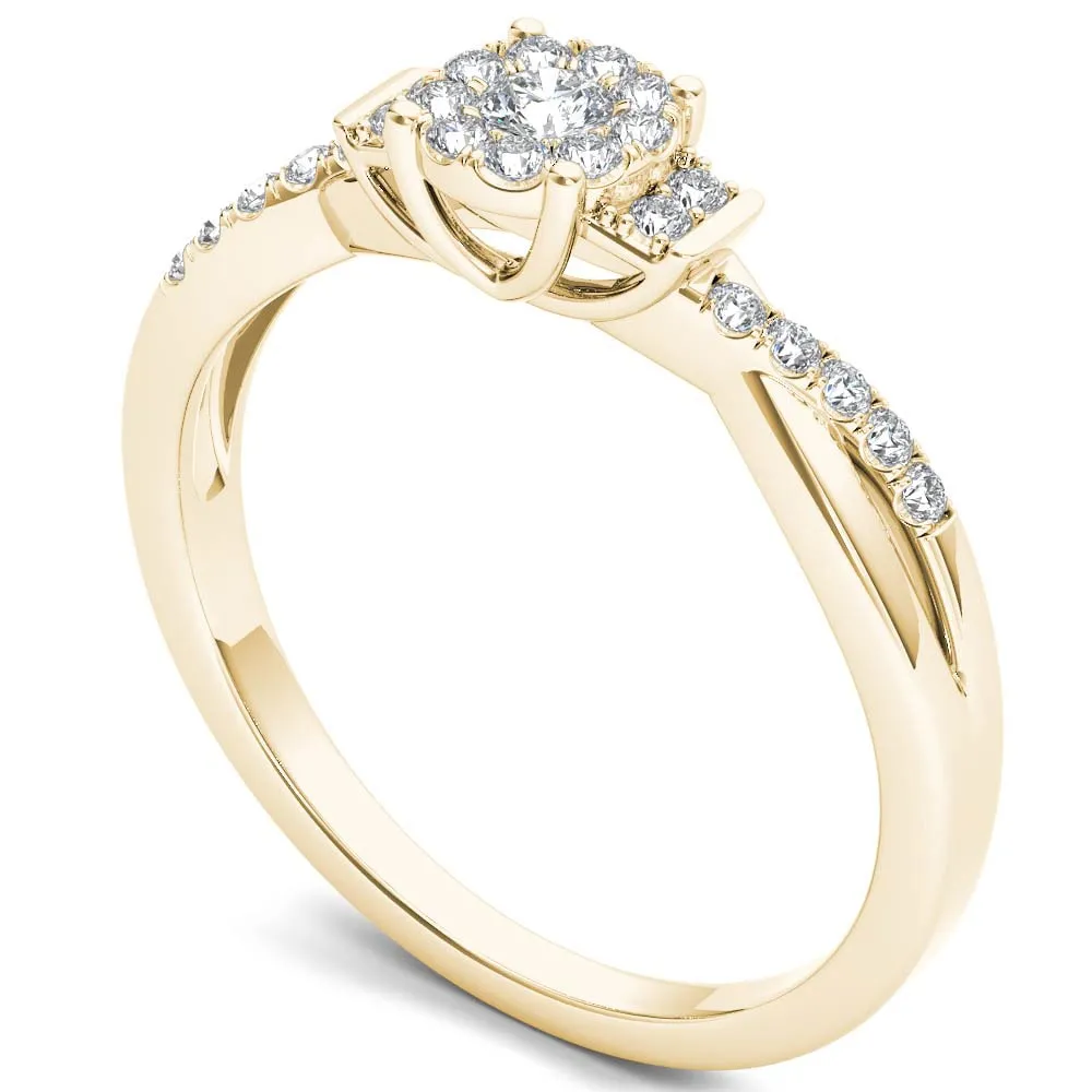 De Couer 10k Yellow Gold 1/4ct TDW Diamond Three-Stone look Engagement Ring sold by Zulily product image thumbnail 2