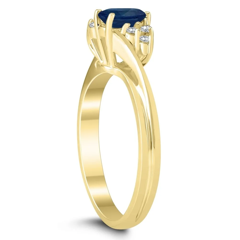 6X4MM Sapphire and Diamond Twist Ring in 10K Yellow Gold sold by Zulily product image thumbnail 2