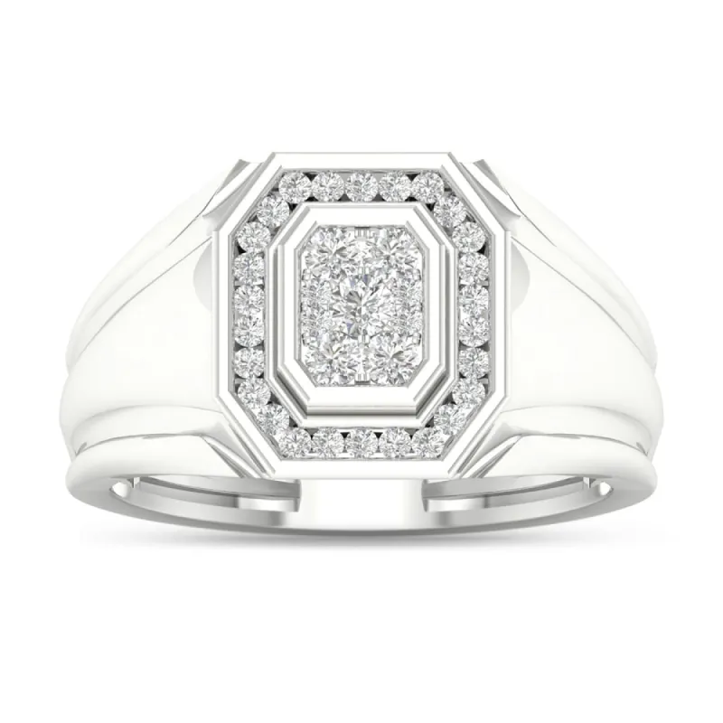 De Couer IGI Certified 10k White Gold 1/2ct TDW Diamond Men's Cluster Ring - White H-I sold by Zulily
