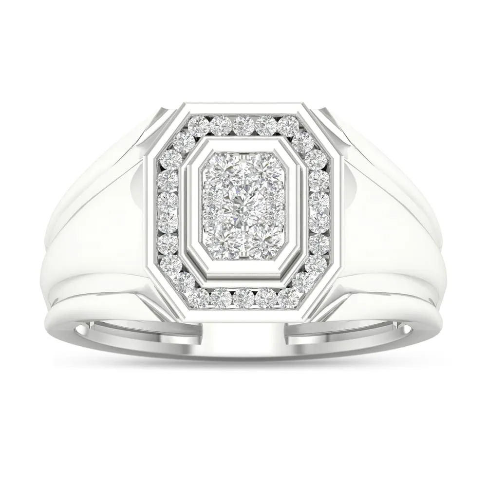 De Couer IGI Certified 10k White Gold 1/2ct TDW Diamond Men's Cluster Ring - White H-I sold by Zulily