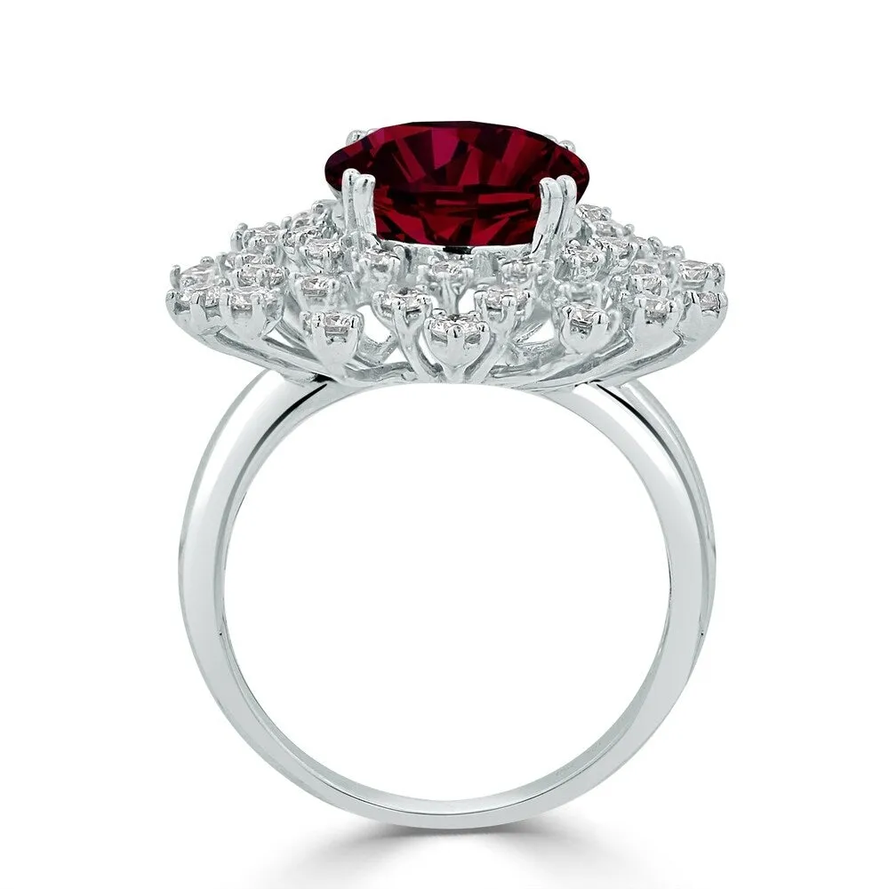 Auriya 6 1/2ct Oval-cut Red Ruby and Halo Diamond Ring 1ctw 18K Gold sold by Zulily product image thumbnail 4