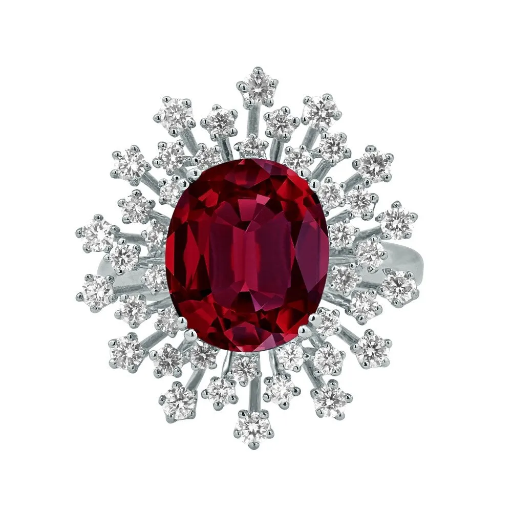 Auriya 6 1/2ct Oval-cut Red Ruby and Halo Diamond Ring 1ctw 18K Gold sold by Zulily product image thumbnail 2