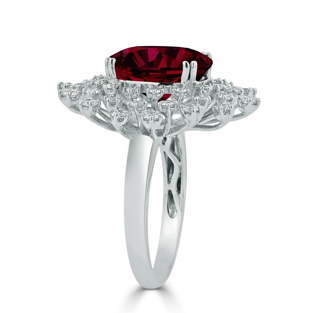 Auriya 6 1/2ct Oval-cut Red Ruby and Halo Diamond Ring 1ctw 18K Gold sold by Zulily product image thumbnail 3
