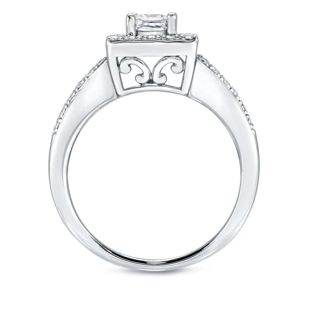 Auriya 14k Gold 1 3/8ctw Princess-cut Diamond Halo Engagement Ring Set sold by Zulily product image thumbnail 3