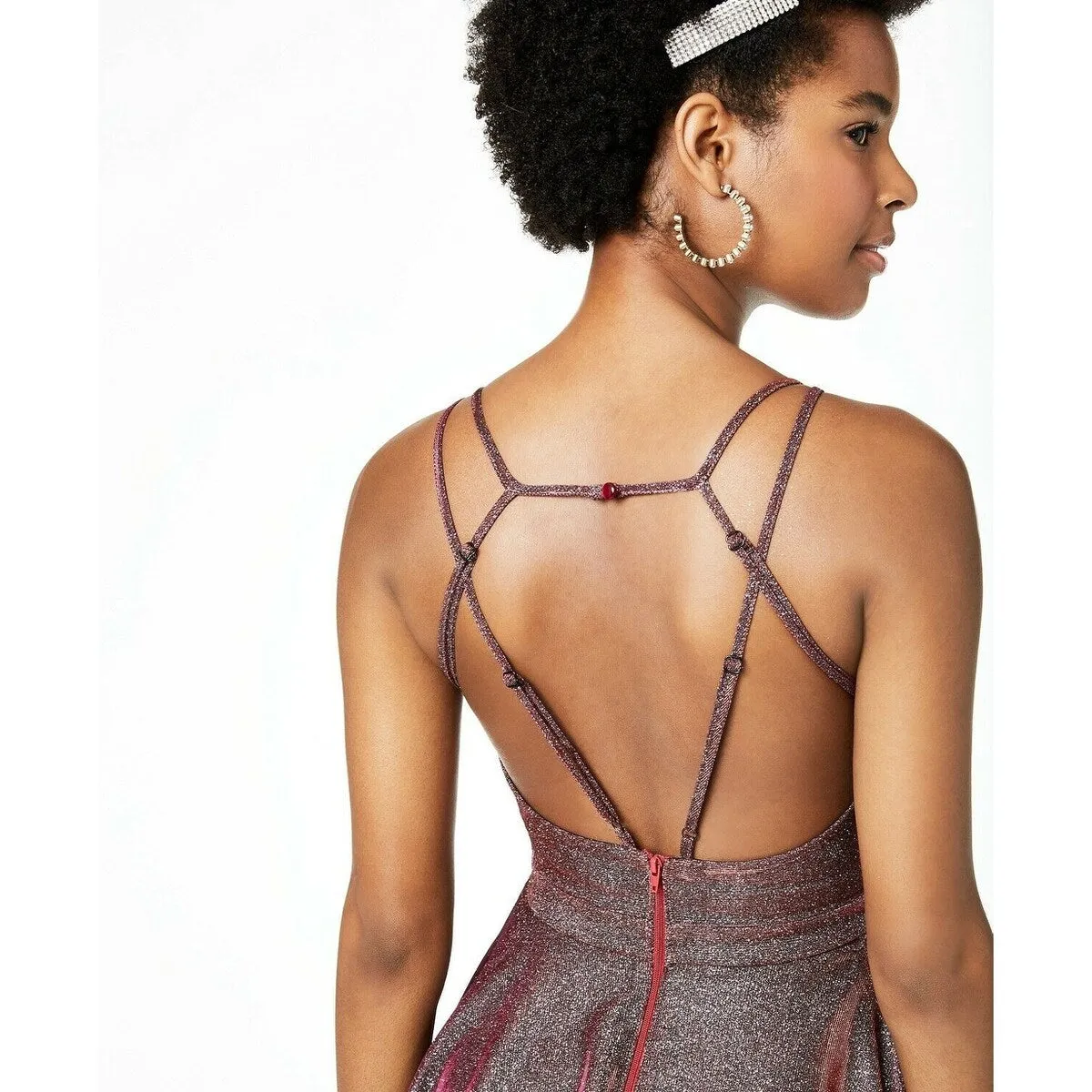 Sequin Hearts Juniors Glitter Fit & Flare Dress Pink Size 3 sold by Zulily product image thumbnail 2