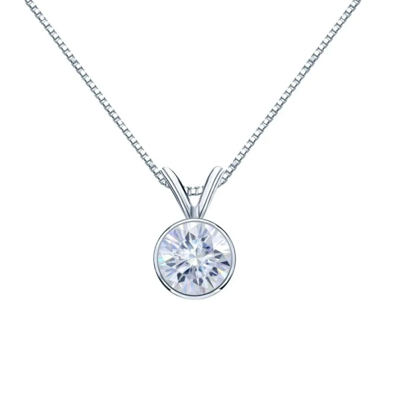 Auriya Platinum 3 1/2ctw Solitaire Moissanite Necklace Bezel-set - 9.8 mm sold by Zulily