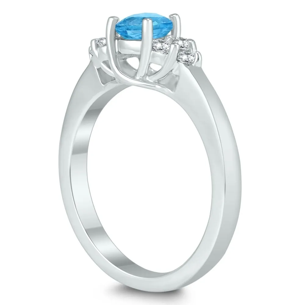 5MM Blue Topaz and Diamond Cynthia Ring in 10K White Gold sold by Zulily product image thumbnail 2