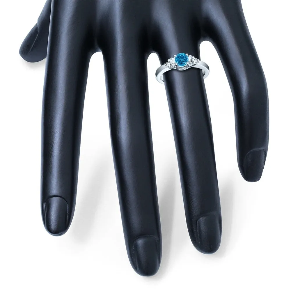 5MM Blue Topaz and Diamond Cynthia Ring in 10K White Gold sold by Zulily product image thumbnail 3