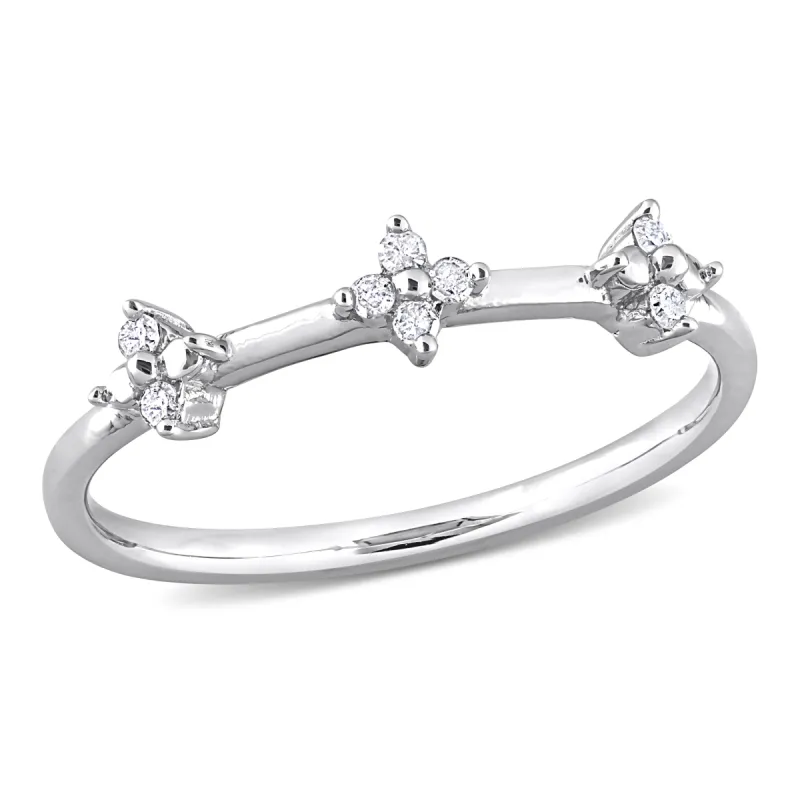 Miadora 1/10ct TW Diamond Floral Promise Ring in Sterling Silver sold by Zulily