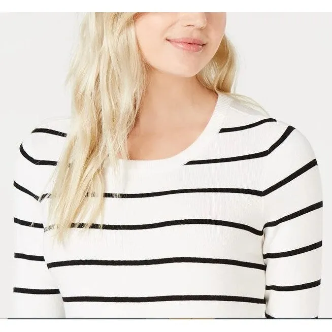 Maison Jules Women's Striped Bow Trim Sweater White Size X-Large sold by Zulily product image thumbnail 2