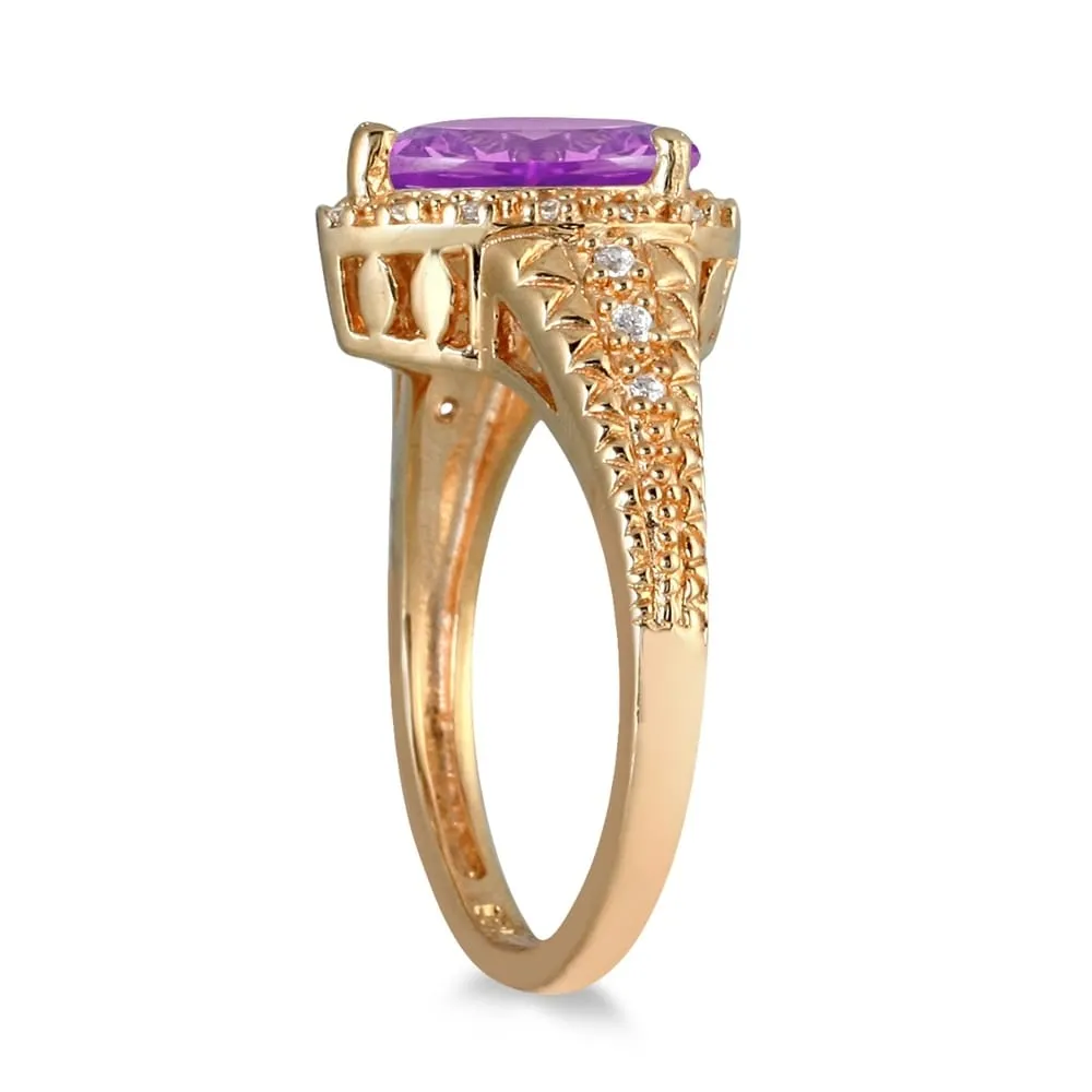 2 Carat Pear Shaped Amethyst and Diamond Ring in 10K Yellow Gold sold by Zulily product image thumbnail 2