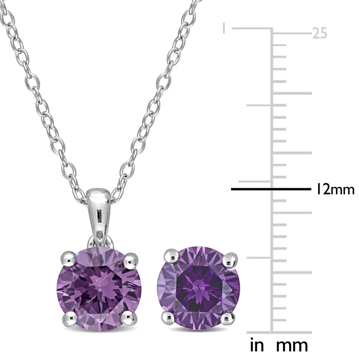 Miadora Created Alexandrite Two Piece Solitaire Necklace and Earrings Set in Sterling Silver sold by Zulily product image thumbnail 3