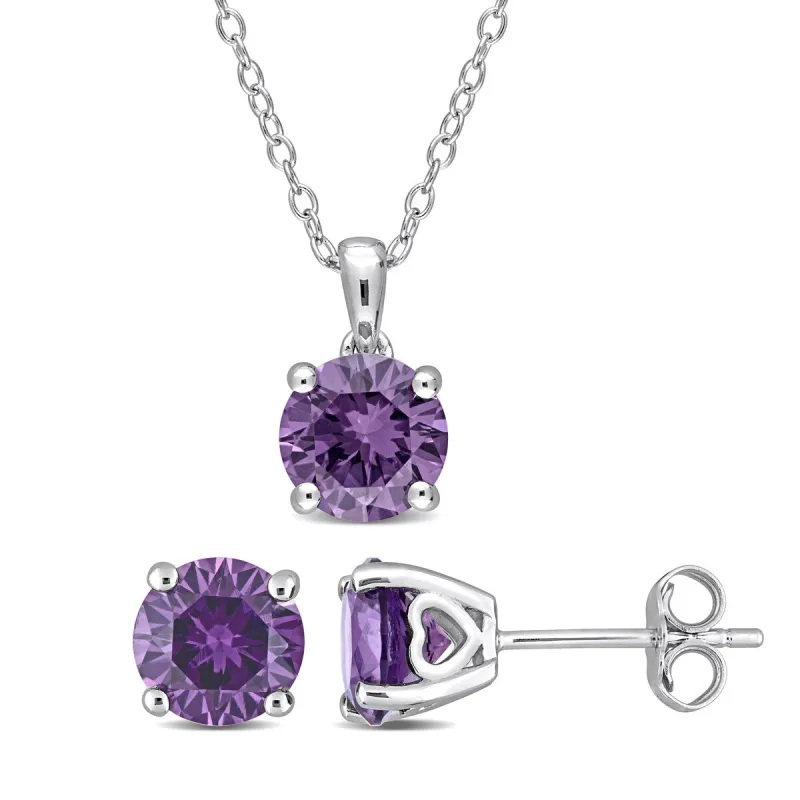 Miadora Created Alexandrite Two Piece Solitaire Necklace and Earrings Set in Sterling Silver sold by Zulily