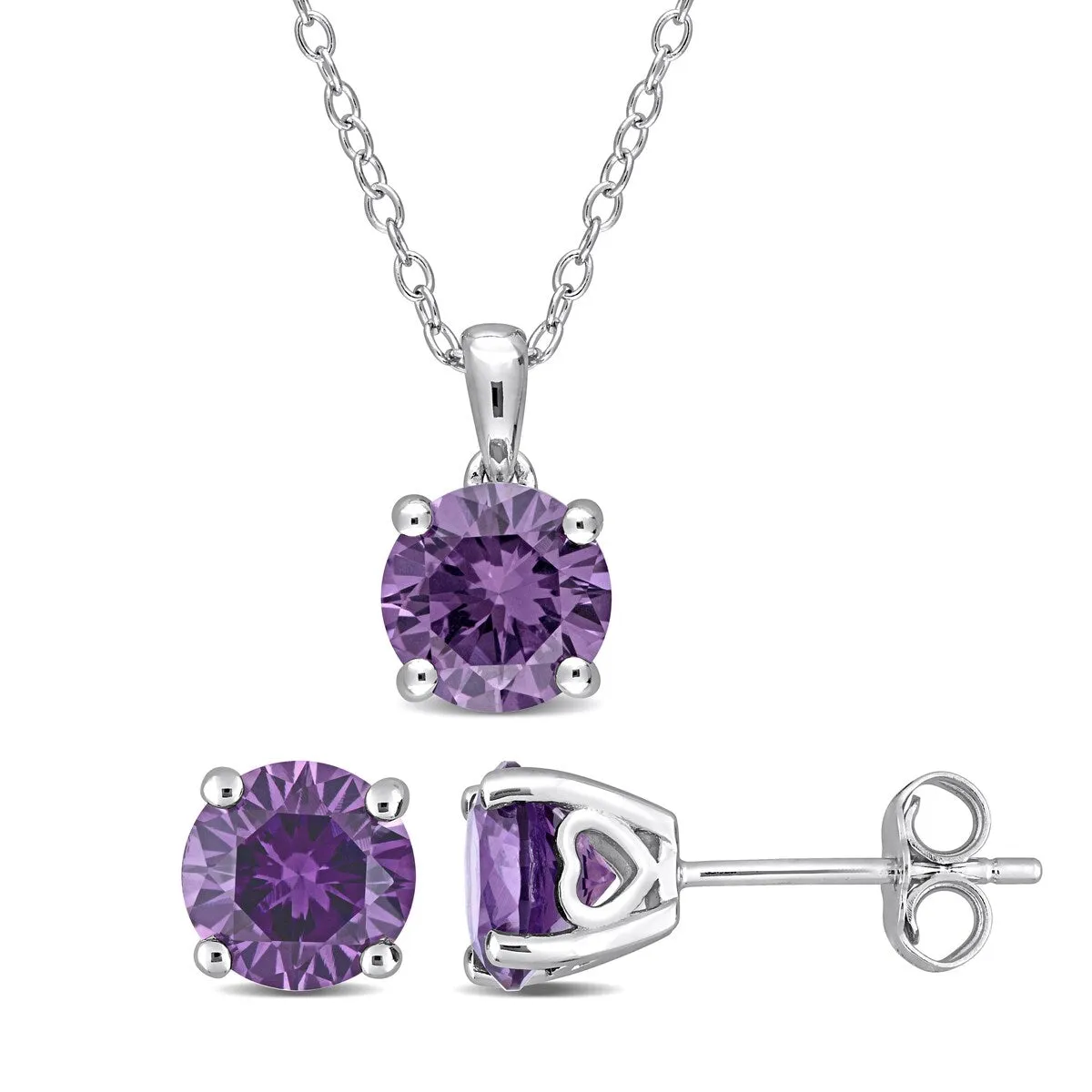 Miadora Created Alexandrite Two Piece Solitaire Necklace and Earrings Set in Sterling Silver sold by Zulily
