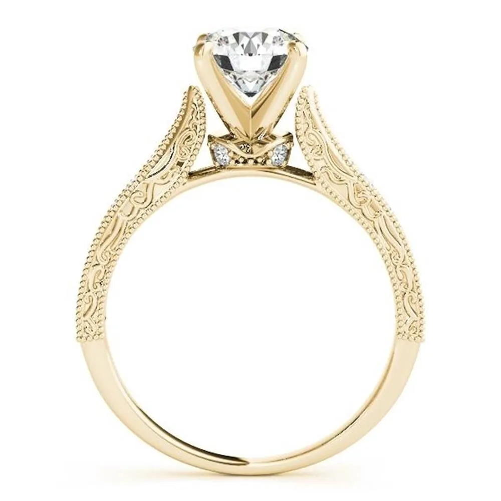 Auriya Round 1/2ct Moissanite and 1/5cttw Vintage Diamond Engagement Ring 14k Gold sold by Zulily product image thumbnail 5