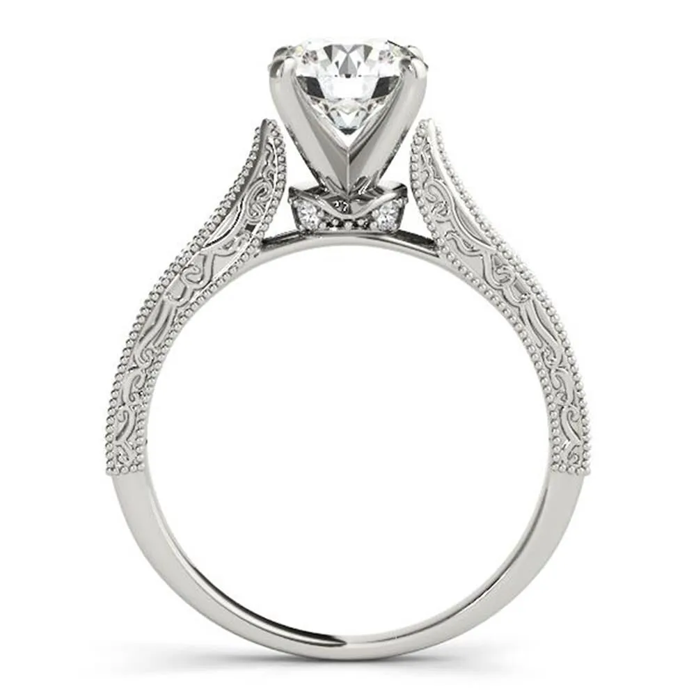 Auriya Round 1/2ct Moissanite and 1/5cttw Vintage Diamond Engagement Ring 14k Gold sold by Zulily product image thumbnail 4
