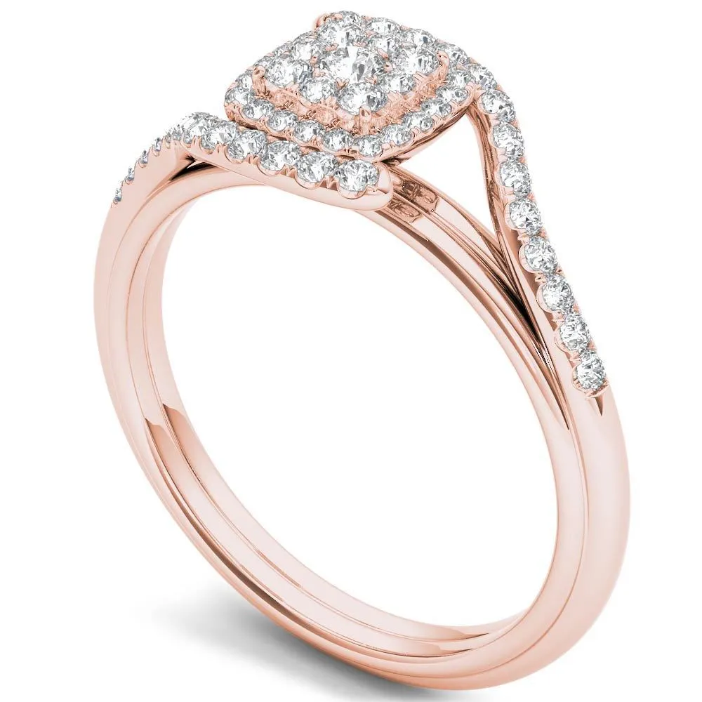 De Couer 10k Rose Gold 1/2ct TDW Diamond Bypass Halo Engagement Ring - Pink sold by Zulily product image thumbnail 2
