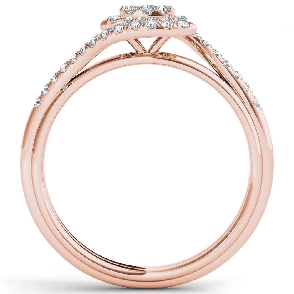 De Couer 10k Rose Gold 1/2ct TDW Diamond Bypass Halo Engagement Ring - Pink sold by Zulily product image thumbnail 3