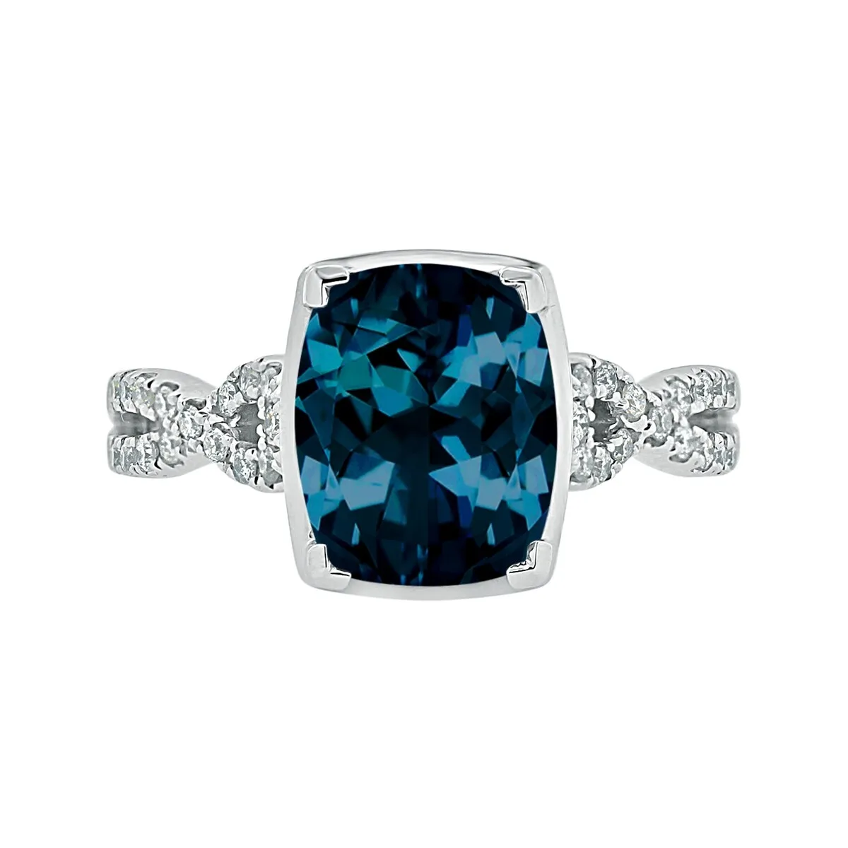 Auriya 3 9/10ct Cushion-cut London-blue Topaz and Diamond Engagement Ring 1/5ctw 14k Gold sold by Zulily product image thumbnail 2