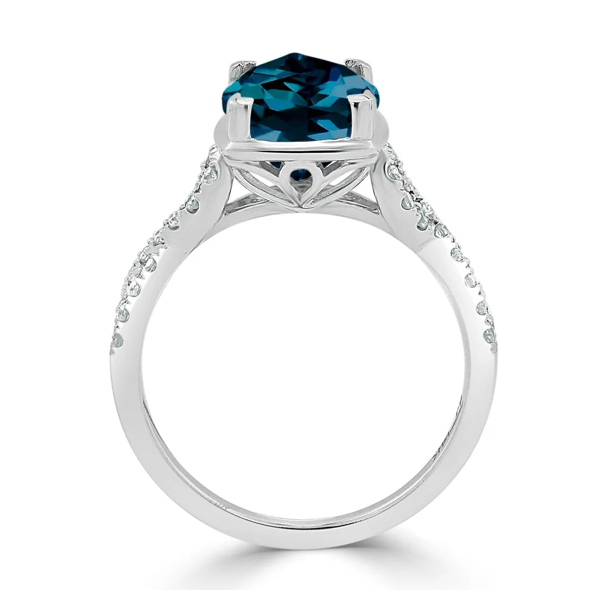 Auriya 3 9/10ct Cushion-cut London-blue Topaz and Diamond Engagement Ring 1/5ctw 14k Gold sold by Zulily product image thumbnail 5
