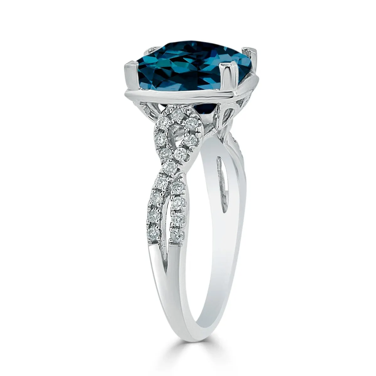Auriya 3 9/10ct Cushion-cut London-blue Topaz and Diamond Engagement Ring 1/5ctw 14k Gold sold by Zulily product image thumbnail 4