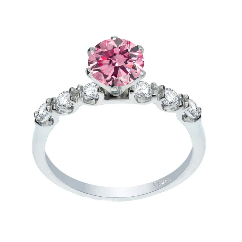 Sterling Silver with Pink Moissanite and White Topaz Engagement Ring sold by Zulily