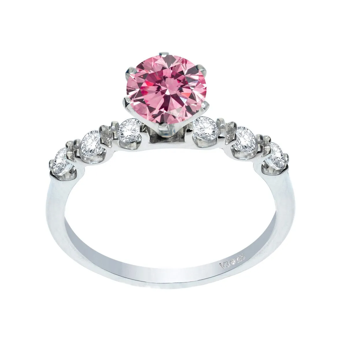 Sterling Silver with Pink Moissanite and White Topaz Engagement Ring sold by Zulily