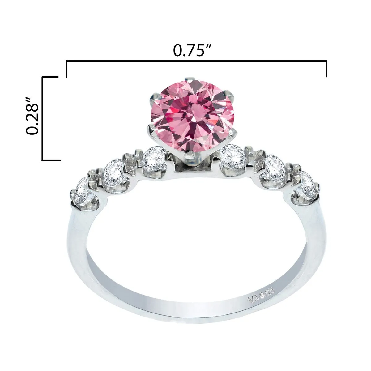 Sterling Silver with Pink Moissanite and White Topaz Engagement Ring sold by Zulily product image thumbnail 3