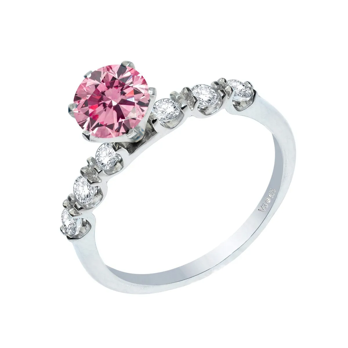 Sterling Silver with Pink Moissanite and White Topaz Engagement Ring sold by Zulily product image thumbnail 2