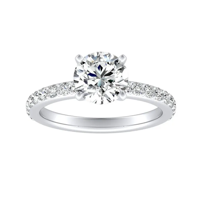 Auriya 14k Gold 1 1/2ctw Round Moissanite and Diamond Engagement Ring 1/3ct TDW sold by Zulily